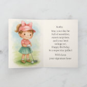 Girl Golfer Birthday Youth Folded Greeting Card カード (内部)
