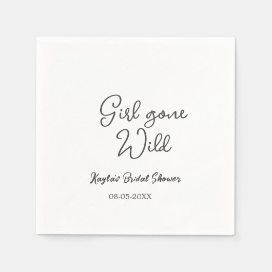 Girl gone wild bridal shower name date simple mini スタンダードカクテルナプキン (正面)