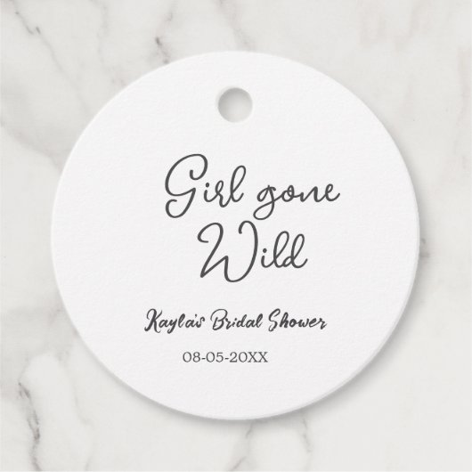 Girl gone wild bridal shower name date simple mini フェイバータグ (正面)