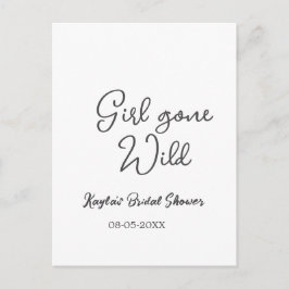 Girl gone wild bridal shower name date simple mini ポストカード