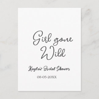 Girl gone wild bridal shower name date simple mini ポストカード