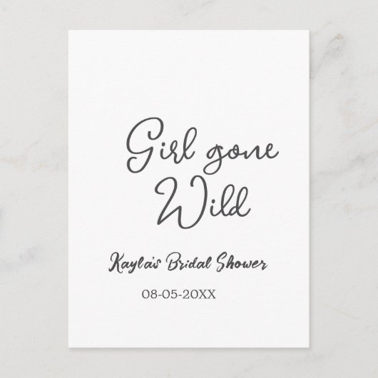 Girl gone wild bridal shower name date simple mini ポストカード (正面)