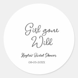 Girl gone wild bridal shower name date simple mini ラウンドシール