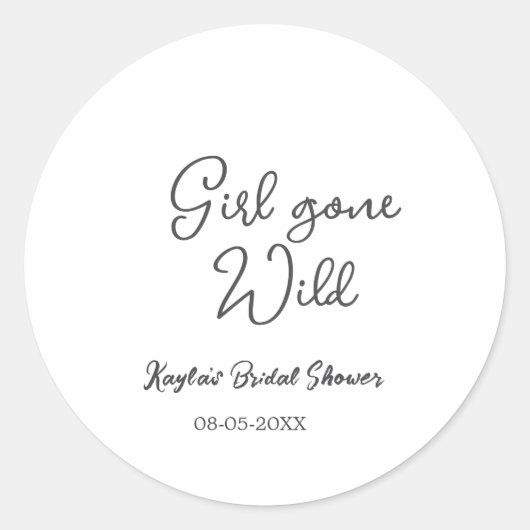 Girl gone wild bridal shower name date simple mini ラウンドシール (正面)