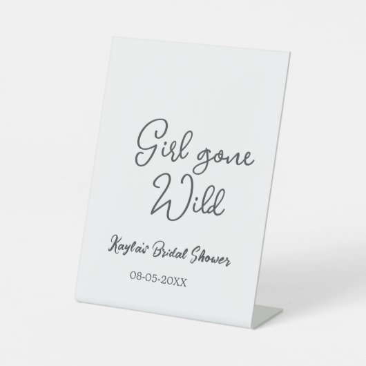 Girl gone wild bridal shower name date simple mini 台座サイン (正面)