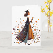Girl Graduation Folded Card カード (黄色い花)