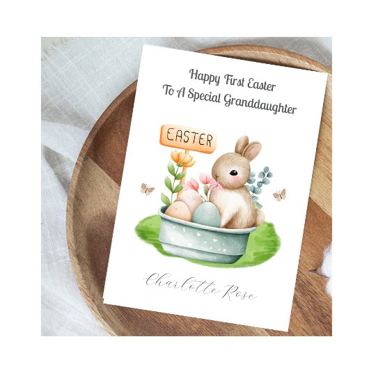 Girl Granddaughter First Easter Bunny Rabbit Card シーズンカード