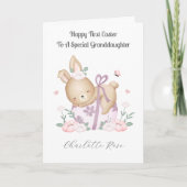 Girl Granddaughter First Easter Egg Bunny Card シーズンカード (正面)