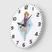 Girl Gymnast in Purple Leotard ラージ壁時計 (傾斜)