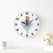 Girl Gymnast in Purple Leotard ラージ壁時計 (ホーム)