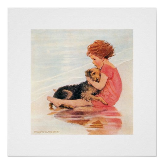 Girl Holding a Dog, Jessie Willcox Smith ポスター (正面)