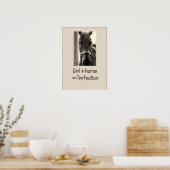 "Girl+Horse=Perfect"セプア馬ポスター ポスター (キッチン)