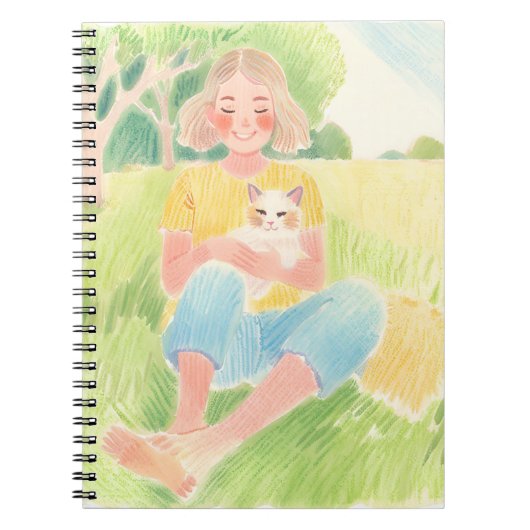 Girl hugging a cat ノートブック (正面)