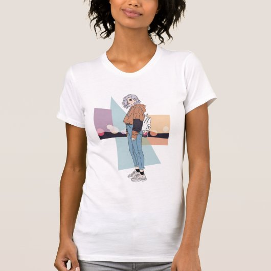 Girl Illustration Aesthetic T-Shirt Tシャツ (正面)