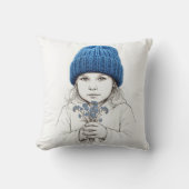 Girl In a Blue Knit Hat クッション (正面)