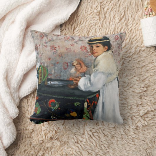 Girl in a Hat, Edgar Degas クッション (ブランケット)