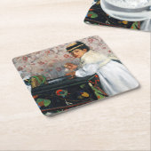 Girl in a Hat, Edgar Degas スクエアペーパーコースター (アングル)