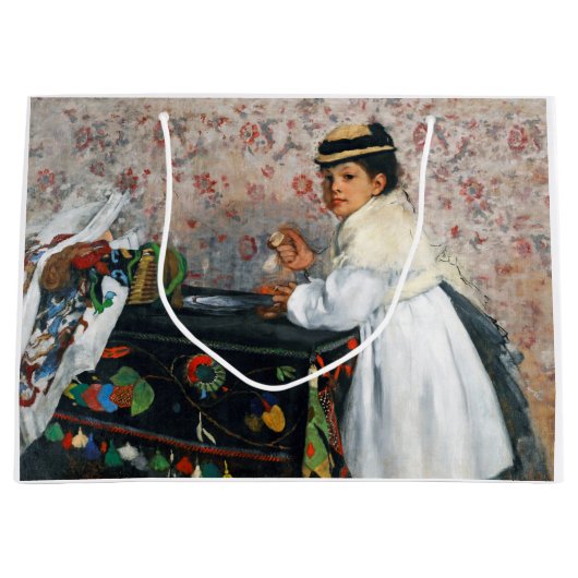 Girl in a Hat, Edgar Degas ラージペーパーバッグ (正面)