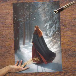 Girl in Forest 3 Decopage紙 薄葉紙