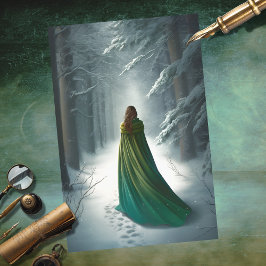 Girl in Forest 4 Decopage紙 薄葉紙