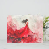 Girl in Red Dress Watercolor Art Scrapbook Paper (スタンド正面)