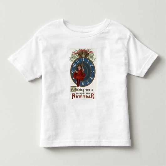 Girl in Red Sisting on Clock トドラーTシャツ (正面)