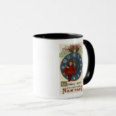 Girl in Red Sisting on Clock マグカップ (正面右)