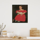 Girl in Red with Her Cat and Dog c.1834-36 ポスター (キッチン)