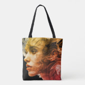Girl In the Smokey Swirls - Cute Reusable Tote Bag トートバッグ (裏面)