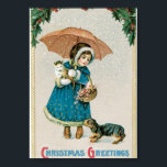 Girl in the Snow on Christmas with Cat and Dog ポスター<br><div class="desc">Girl in the Snow on Christmas with Cat and Dog</div>
