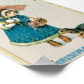 Girl in the Snow on Christmas with Cat and Dog ポスター (角)