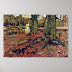 Girl in White in the forest by Vincent vanゴッホ ポスター