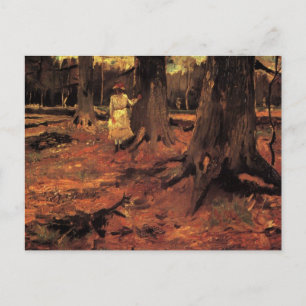 Girl in White in the Woods by Vincent van ゴッホ ポストカード