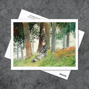 Girl in Wooded Landscape Winslow Homerはがき ポストカード