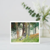 Girl in Wooded Landscape Winslow Homerはがき ポストカード (スタンド正面)