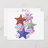 Girl Independence Day Women Red White Blue Star エンクロージャーカード (正面/裏面)