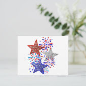 Girl Independence Day Women Red White Blue Star エンクロージャーカード (スタンド正面)