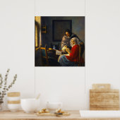 Girl interrupted at her music by Johannes Vermeer ポスター (キッチン)