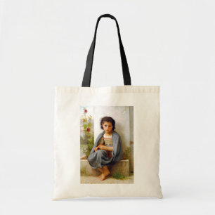 Girl Knitting, Bouguereau トートバッグ