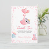 Girl Koala Bear Thank You Baby Shower Card サンキューカード (スタンド正面)