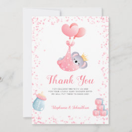 Girl Koala Bear Thank You Baby Shower Card サンキューカード