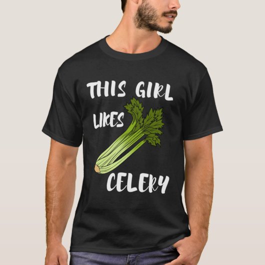 Girl Likes Celery Cute Vegetables Healthy Food Tシャツ (正面)