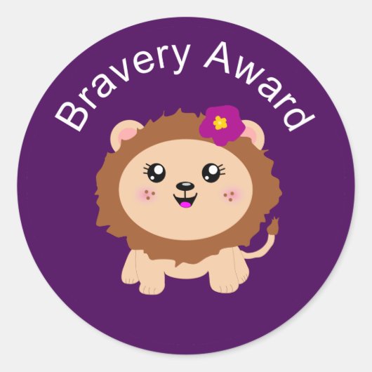 Girl Lion Bravery Award - Braveのステッカー ラウンドシール (正面)