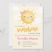 Girl Little Ray of Sunshine ベビーシャワー 招待状 (正面)