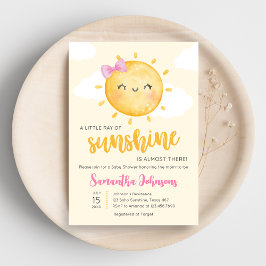 Girl Little Ray of Sunshine ベビーシャワー 招待状