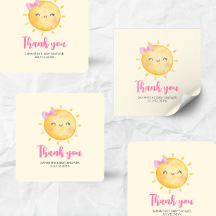 Girl Little Ray of Sunshine Baby Shower スクエア スクエアシール