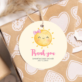 Girl Little Ray of Sunshine Baby Shower Round フェイバータグ