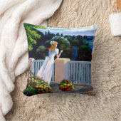 Girl looking out over the Mediterranean Sea Throw  クッション (ブランケット)