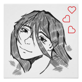 Girl love lineart poster ポスター