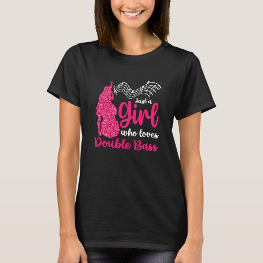 Girl Loves Double Bass Contrabass Jazz Music Tシャツ (正面)